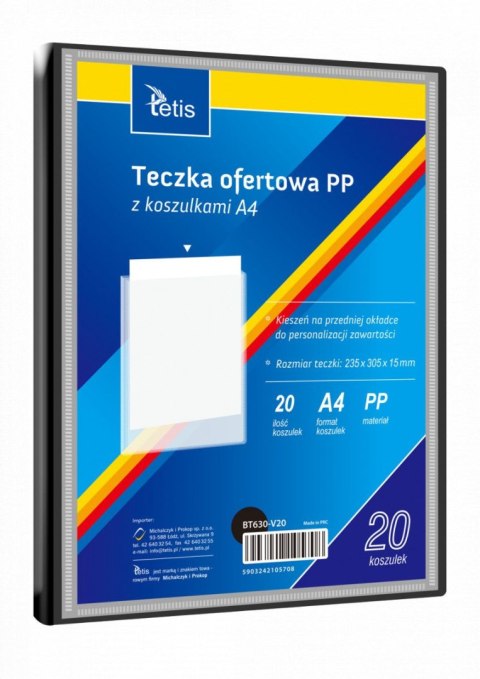 Teczka kartonowa na suwak 40 koszulek A4 czarny Tetis (BT630-V/40//) Teczka kartonowa na suwak 40 koszulek A4 czarny Tetis (BT630-V/40//)