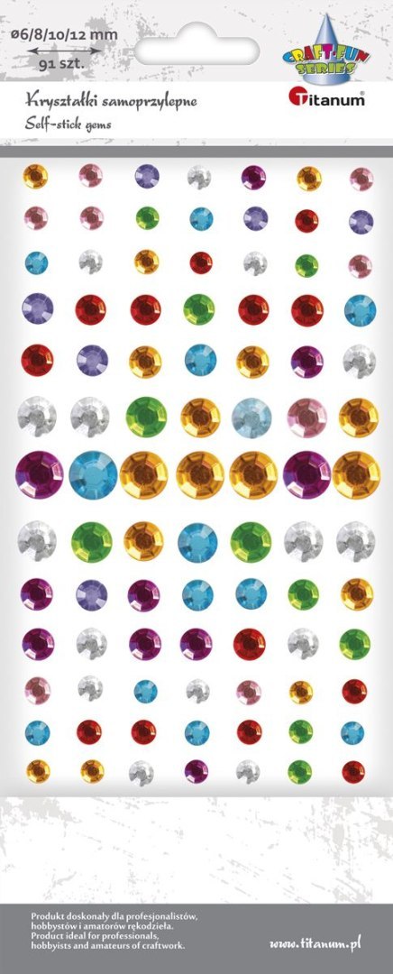 Kryształki Craft-Fun Series samoprzylepne okrągłe mix Titanum Kryształki Craft-Fun Series samoprzylepne okrągłe mix Titanum