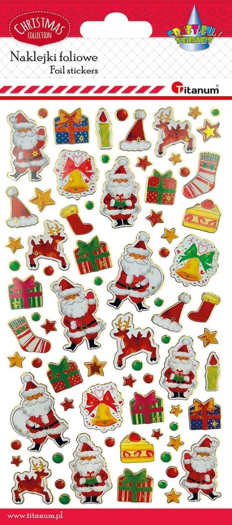 Naklejka (nalepka) Craft-Fun Series foliowa Mikołaje, renifery, prezenty, skarpety Titanum (25CY0424-20) Naklejka (nalepka) Craft-Fun Series foliowa Mikołaje, renifery, prezenty, skarpety Titanum (25CY0424-20)