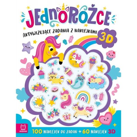 Książka dla dzieci Jednorożce. Aktywizujące zadania z naklejkami 3D Aksjomat Książka dla dzieci Jednorożce. Aktywizujące zadania z naklejkami 3D Aksjomat