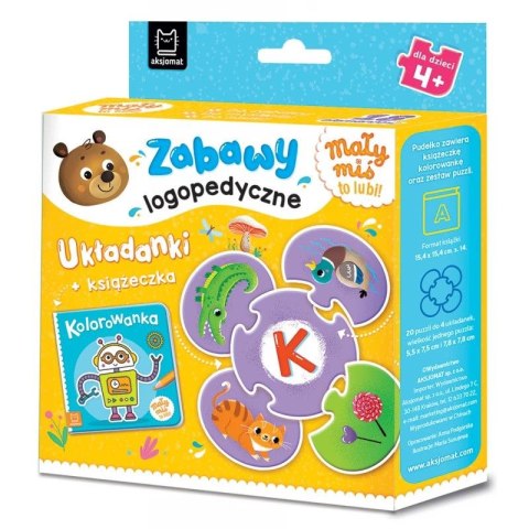 Książka dla dzieci Mały miś to lubi! Zabawy logopedyczne. Aksjomat Książka dla dzieci Mały miś to lubi! Zabawy logopedyczne. Aksjomat