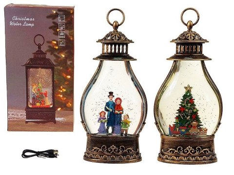 Lampion świąteczny LED z motywem świątecznym 35x18x8cm, kabel USB, dźwięk, sztuczny śnieg Adar (602335) Lampion świąteczny LED z motywem świątecznym 35x18x8cm, kabel USB, dźwięk, sztuczny śnieg Adar (602335)