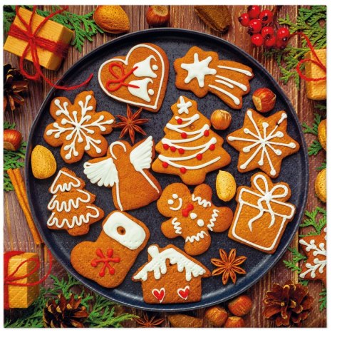 Serwetki BN Gingerbread icing decorated mix nadruk bibuła [mm:] 330x330 Paw (TL233900)