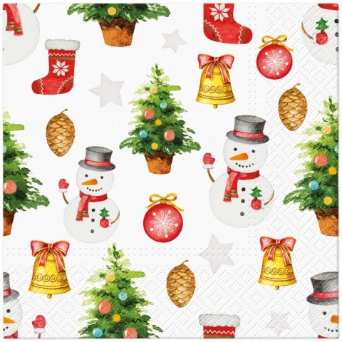 Serwetki BN Snowmen Pattern mix bibuła [mm:] 330x330 Paw (TL231600)