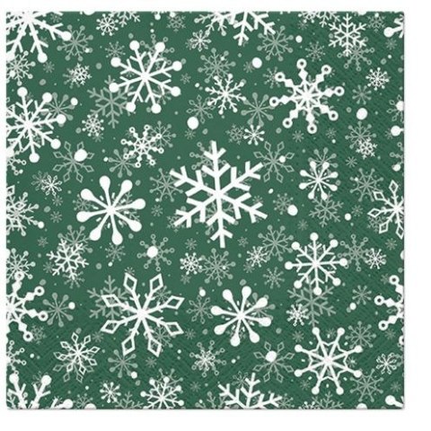 Serwetki Lunch BN Christmas Snowflakes green mix bibuła [mm:] 330x330 Paw (SDL230616)