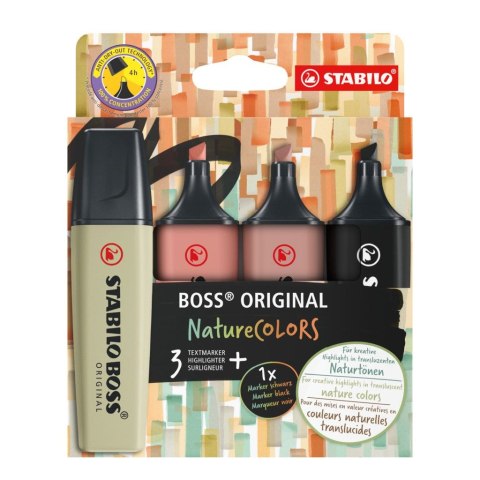 Zakreślacz BOSS NATURAL COLORS kpl 4 szt 4006381603126 wkład mix 2,0-5,0mm Stabilo (70/4-2-3) Zakreślacz BOSS NATURAL COLORS kpl 4 szt 4006381603126 wkład mix 2,0-5,0mm Stabilo (70/4-2-3)