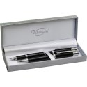 Komplet piśmienniczy 10KFB008 Titanum pióro+długopis czarny jodełkowy wzór srebrne wykończenie
