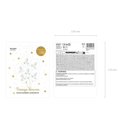 Balon gumowy Gołąb, Crystal Clear transparentny 300mm Partydeco (SB14C-204-000-6) Balon gumowy Gołąb, Crystal Clear transparentny 300mm Partydeco (SB14C-204-000-6)