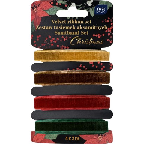 Tasiemka CHRISTMAS AKSAMITNA mix Interdruk (4X2M)