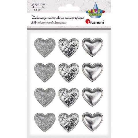 Ozdoba materiałowa Craft-Fun Series samoprzylepna Srebrne serduszka Titanum (BJ25042712) Ozdoba materiałowa Craft-Fun Series samoprzylepna Srebrne serduszka Titanum (BJ25042712)