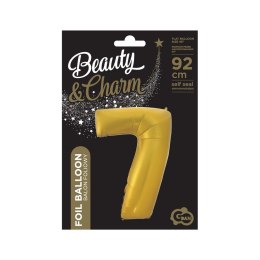 Balon foliowy złoty matowy cyfra 7 45 cali 45cal Godan (hs-c45zm7)