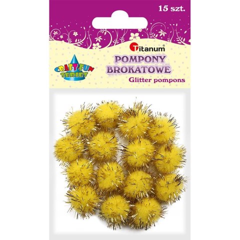 Pompony Craft-Fun Series brokatowe żółte 15 szt Titanum (338545)