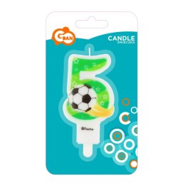 Świeczka urodzinowa cyferka 5 z piłką 7,8cm Godan (PF-SCP5)