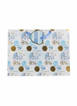 Torba prezentowa wózeczek z balonami niebieski, XL, 5szt. [mm:] 310x420x 120 Argo (257056)