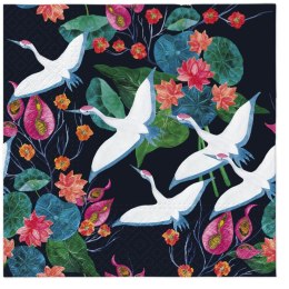 Serwetki Lunch White Cranes mix bibuła [mm:] 330x330 Paw (SDL134900)