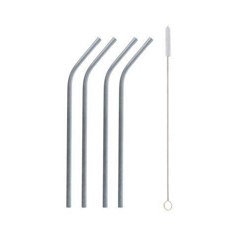 Słomka Metalowe srebrne 4 szt Godan (RM-SZS4)