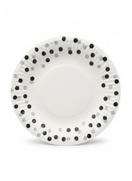 Talerz jednorazowy Confetti Silver-Black papier śr. 180mm 8 szt Paw (PPD8000508)