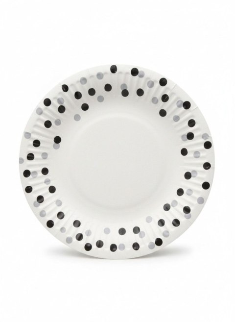 Talerz jednorazowy Confetti Silver-Black papier śr. 180mm 8 szt Paw (PPD8000508)