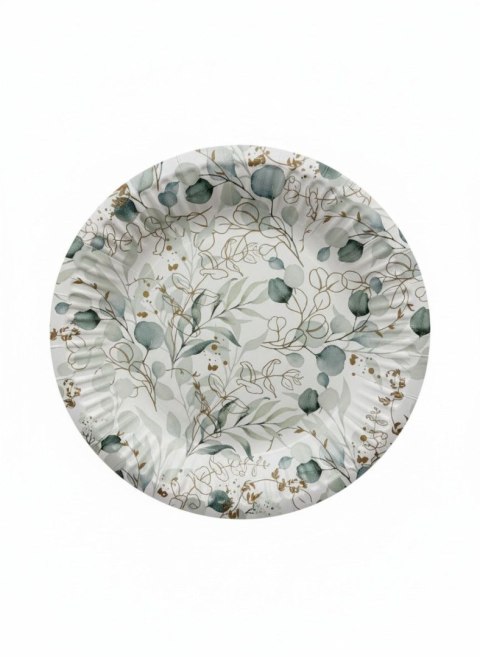 Talerz jednorazowy Golden Eucalypus papier śr. 180mm 8 szt Paw (PPD8003700)
