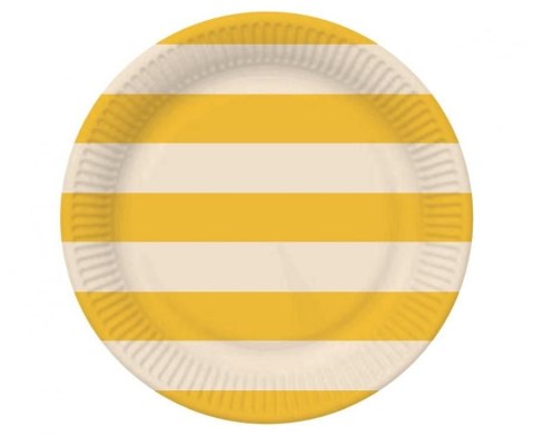 Talerz jednorazowy paski żółty papier śr. 180mm 6 szt Godan (PG-TPA1)