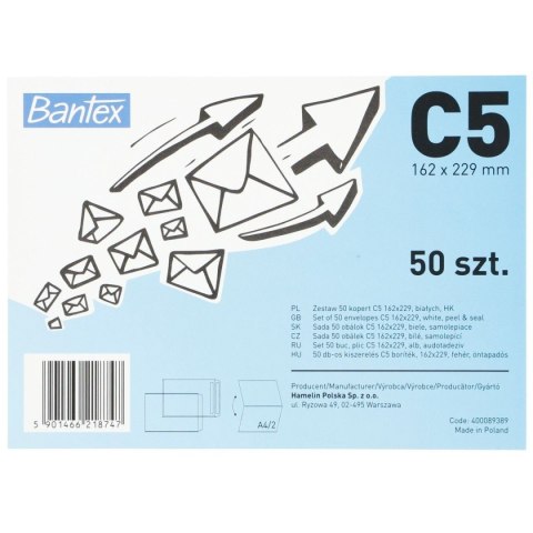 Koperta Bantex HK C5 biała (400089389) 50 sztuk Koperta Bantex HK C5 biała (400089389) 50 sztuk