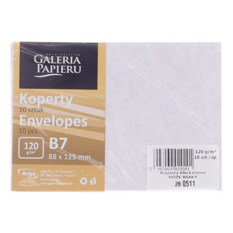 Koperta Galeria Papieru róże B7 biała [mm:] 88x125 (280511) 10 sztuk