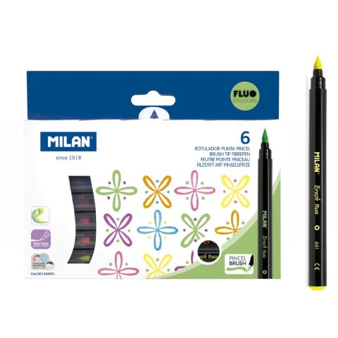 Flamaster Milan Brush Fluo pędzelkowe 6 kol. (0612606FL) Flamaster Milan Brush Fluo pędzelkowe 6 kol. (0612606FL)