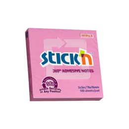 Notes samoprzylepny (karteczki) Stick'n 360 stopni różowy 100k [mm:] 76x76 (21554)