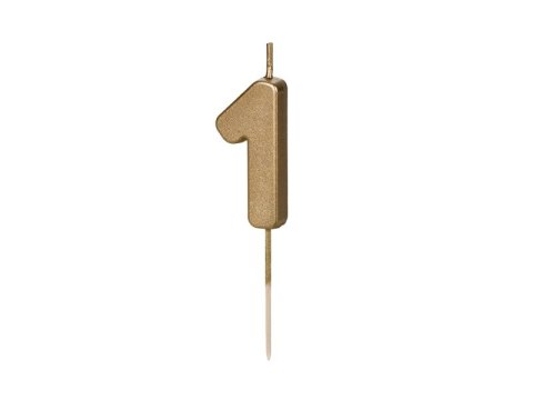 Świeczka urodzinowa Partydeco Cyferka 1, 4.5 cm, złoty (SCU9-1) Świeczka urodzinowa Partydeco Cyferka 1, 4.5 cm, złoty (SCU9-1)