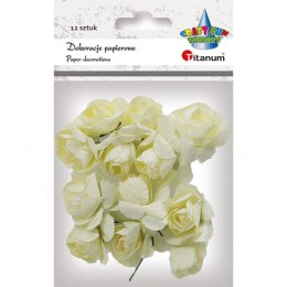 Ozdoba papierowa Craft-Fun Series Różyczki papierowe na druciku jasnokremowe Titanum (ZH-001)