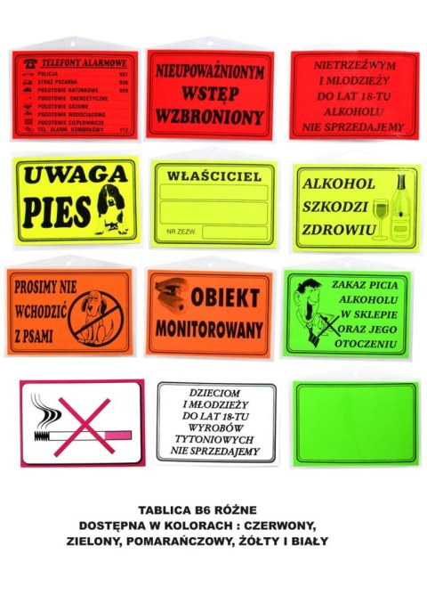 Tabliczka informacyjna [mm:] 125x176 Zbimar (B6)