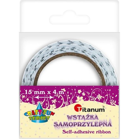 Taśma ozdobna Craft-Fun Series tekstylna samoprzylepna w kropki 15x4 [mm x m] biała Titanum