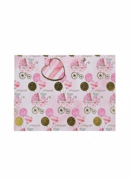 Torba prezentowa wózeczek z balonami różowy, XL, 5szt. [mm:] 310x420x 120 Argo (257046)