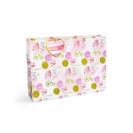 Torba prezentowa wózeczek z balonami różowy, XL, 5szt. [mm:] 310x420x 120 Argo (257046)