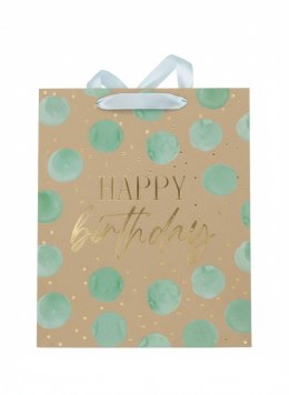 Torba prezentowa urodzinowe kropki zielony, L, 5szt. [mm:] 320x260x 120 Argo (257057)