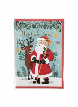 Kartka składana Karnet B6 BN mikołaj z reniferem B6 Henry (5908451981488)