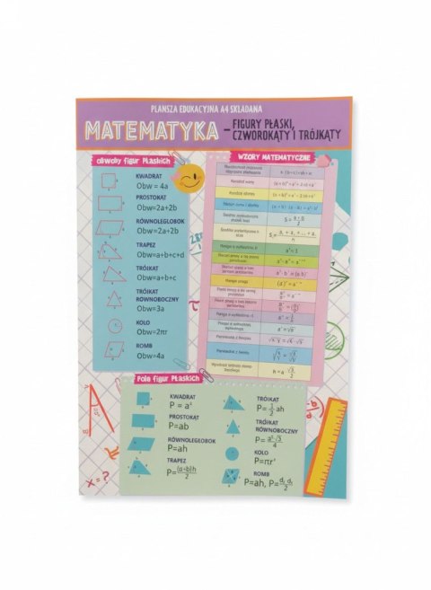Książeczka edukacyjna KARTA EDUKACYJNA mATEMATYKA FIGURY PŁASKIE TRÓJKĄTY I CZWOROKATY Henry (5905701489817)