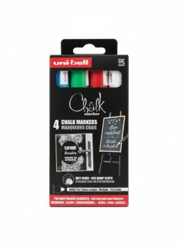 Marker suchościeralny 4szt PWE 5m biały ,, niebieski,zielony, czerwony wkład mix 1,8-2,5mm okrągła końcówka Uni (206563)