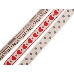 Wstążka Craft-Fun Series groszki, serca, kokardki 15x1 [mm x m] mix Titanum (DD23-1)