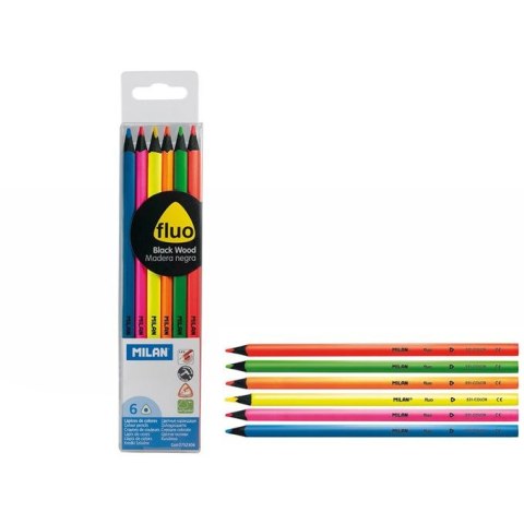 Kredki ołówkowe Fluo 6 kol. Milan (752306)