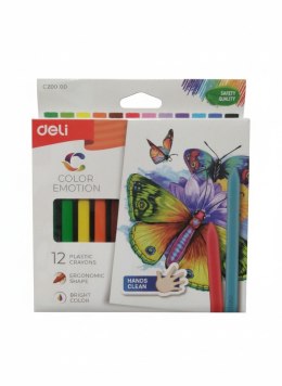 Kredki świecowe COLOR EMOTION 12 KOLORÓW trójkątne 12 kol. Deli (EC20000)