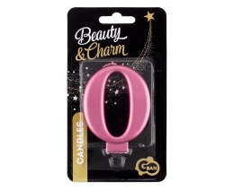 Świeczka urodzinowa metalik różowa cyferka 0 Godan (PF-SCR0)