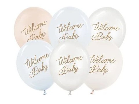 Balon gumowy Welcome Baby niebieski 300mm Partydeco (SB14P-342-001-6)