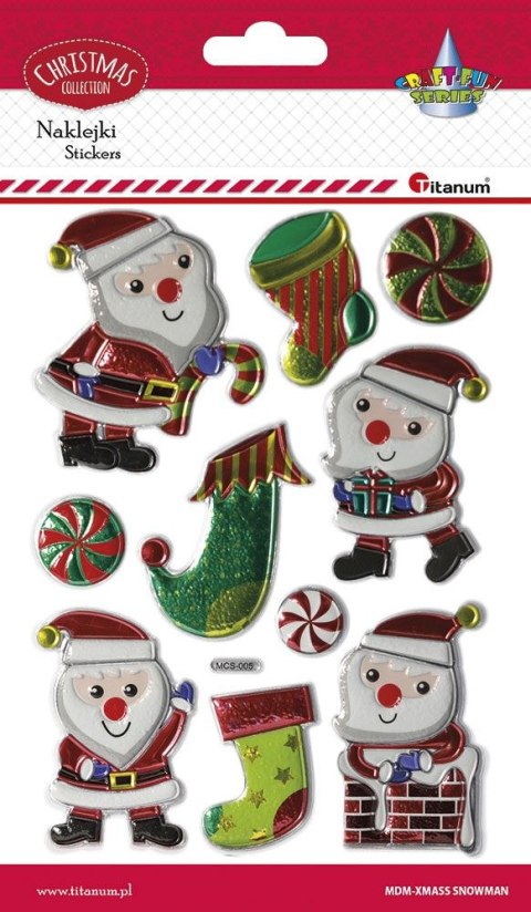 Naklejka (nalepka) Craft-Fun Series Boże Narodzenie Mikołaje, skarpety Titanum (MDM XMASS SNOWNAM)