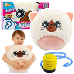 Piłka do skakania Rosnąca Pluszowa Kotek Biały Pompka 50 cm śr. 500mm Lean (28662)