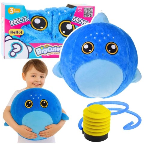 Piłka do skakania Rosnąca Pluszowa Rekin Niebieski Pompka 50 cm śr. 500mm Lean (28663)