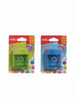 Temperówka MIX KOL 2 OTWORY Z POJEMNIKIEM 6921734905260 mix plastik Deli (E0526)