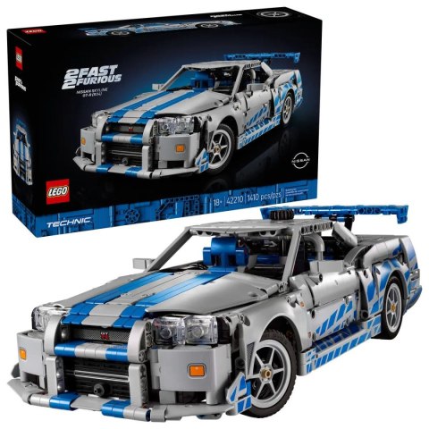 Klocki konstrukcyjne Technic Samochód Nissan Skyline GT-R (R34) z filmu Za szybcy, za wściekli Lego (42210)