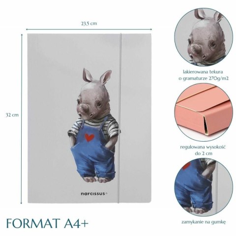 Teczka kartonowa na gumkę nosorożec A4 mix 270g Narcissus