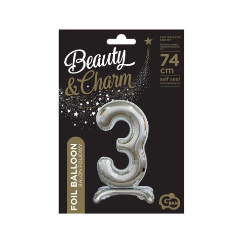 Balon gumowy Godan Beauty&Charm cyfra stojąca srebrna Srebrny 30cal (BC-ASS3) Balon gumowy Godan Beauty&Charm cyfra stojąca srebrna Srebrny 30cal (BC-ASS3)